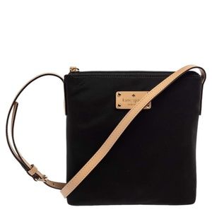 Kate Spade Black Nylon Crossbody Beige Leather